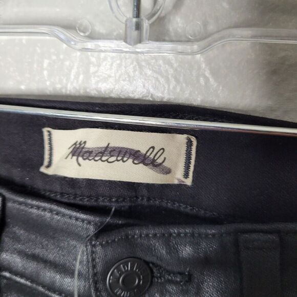 NWT Madewell Kick Out Crop Jeans True Black Wash Coated Edition Size 23 wax - Picture 4 of 11